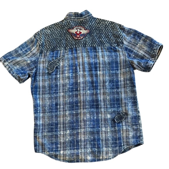 Affliction Men's Buckle Black Premium Blue Black Plaid Button Up Shirt XL - Picture 3 of 8